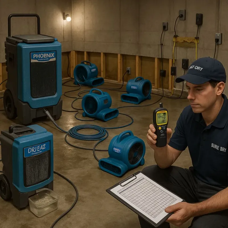 Structural Drying and Dehumidification process in Rocky Point, NC